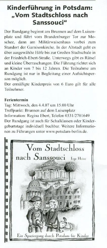Kinderführung Stadtschloss nach Sanssouci