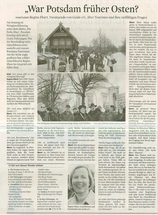 Touristenführung Potsdam Regina Ebert