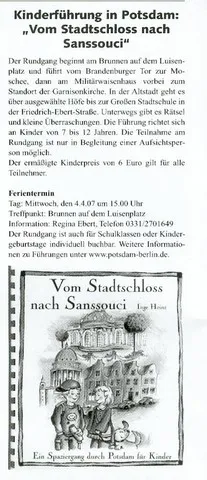 Kinderführung Stadtschloss nach Sanssouci